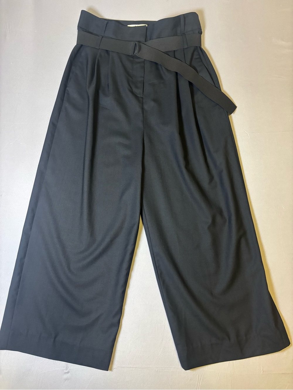 Tibi Wide Leg High Serge Pleated Paperback Belted Trousers in Black Size 6 - Picture 2 of 14